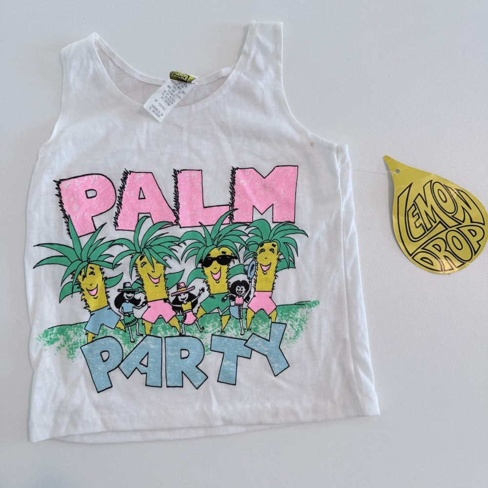 Vintage Lemon Drop White and Pink Graphic Tank NWT
